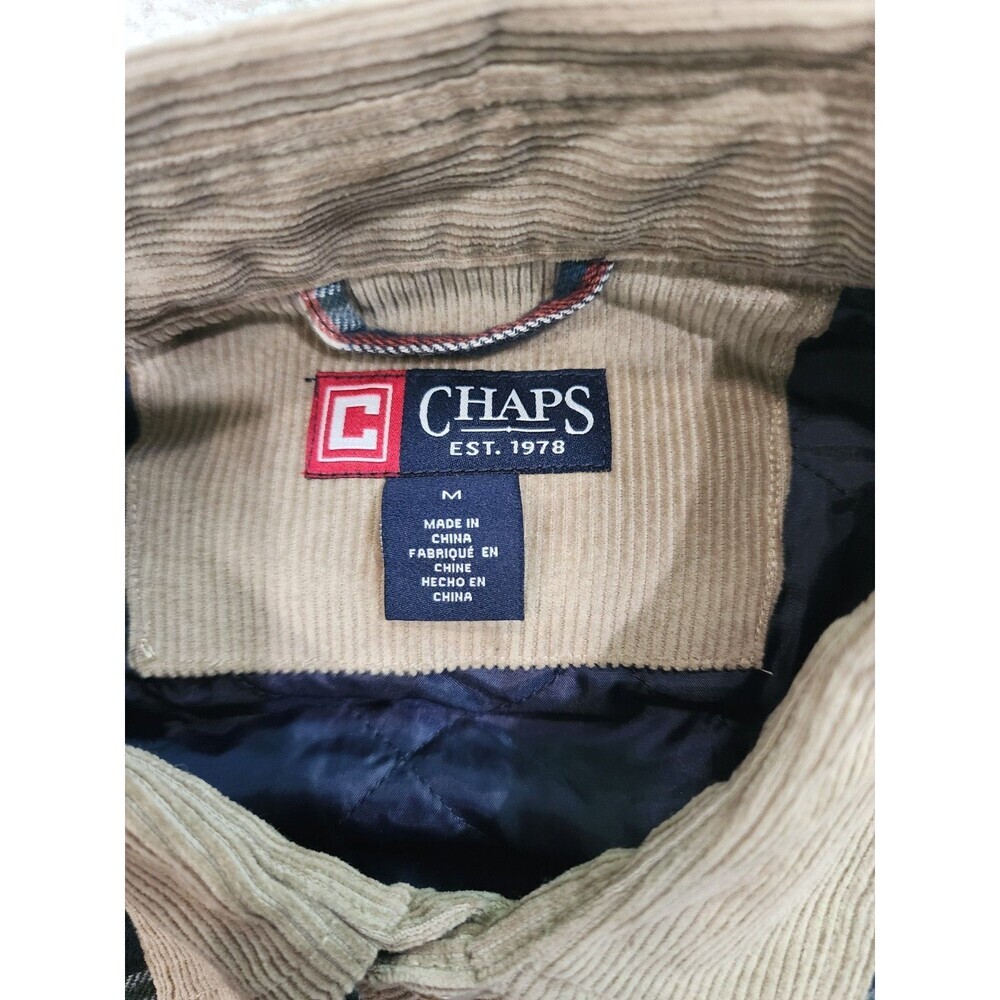 NEW Chaps Corduroy Collar Quilted Plaid Flannel Button Down Shacket Men's Medium - Picture 8 of 8